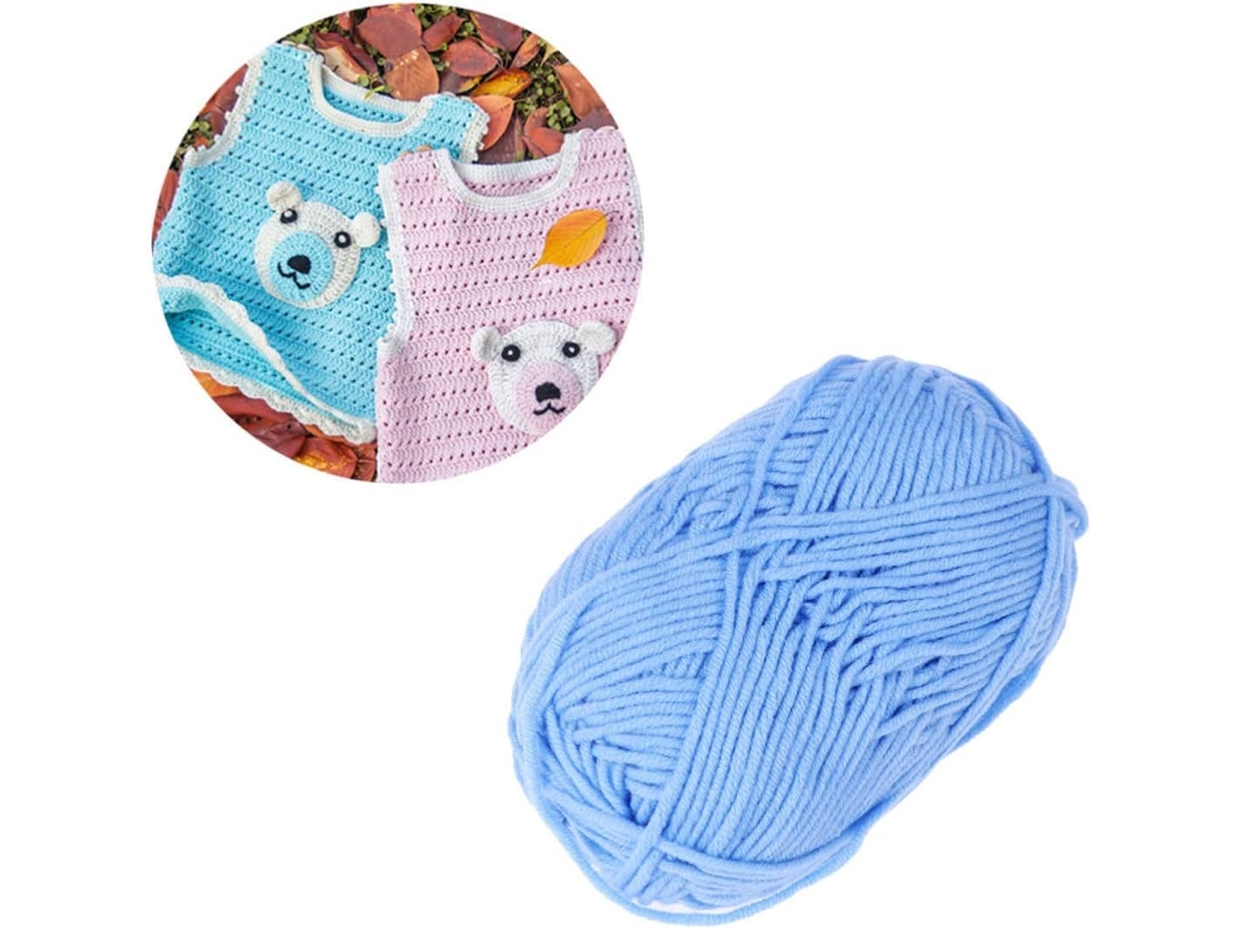 Fio De Algodão, 50 G, Azul, Tipo Leite Para Cachecóis E Gorros