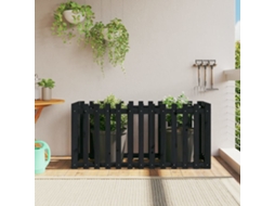 Vidaxl Canteiro Elevado C/ Design Cerca 150x50x70cm Pinho Maciço Preto