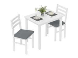 Mesa de Jantar 3 Peças com 2 Cadeiras Estofadas (branco, Mdf, para Espaços Compactos)