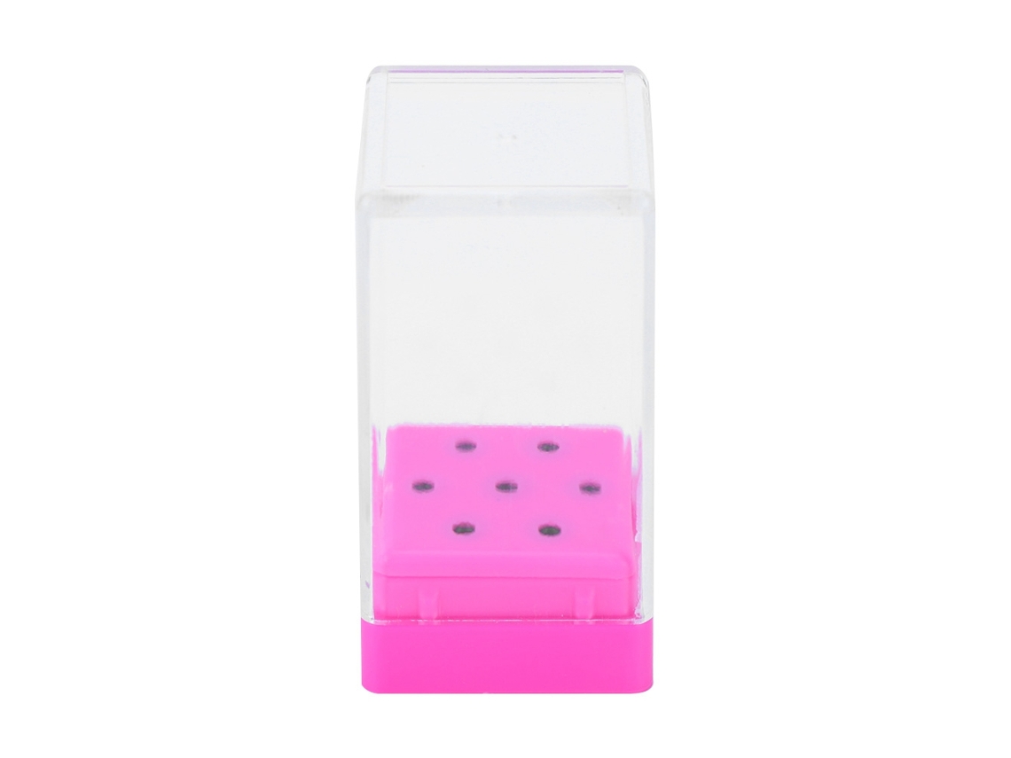 Caixa De Armazenamento Para Brocas De Furadeira De Unhas Com 7 Buracos Estojo Para Manicure Rosa