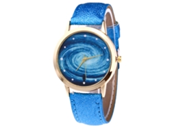 Relógio analógico Zhoulianfa azul royal com pulseira de PU, unissex.