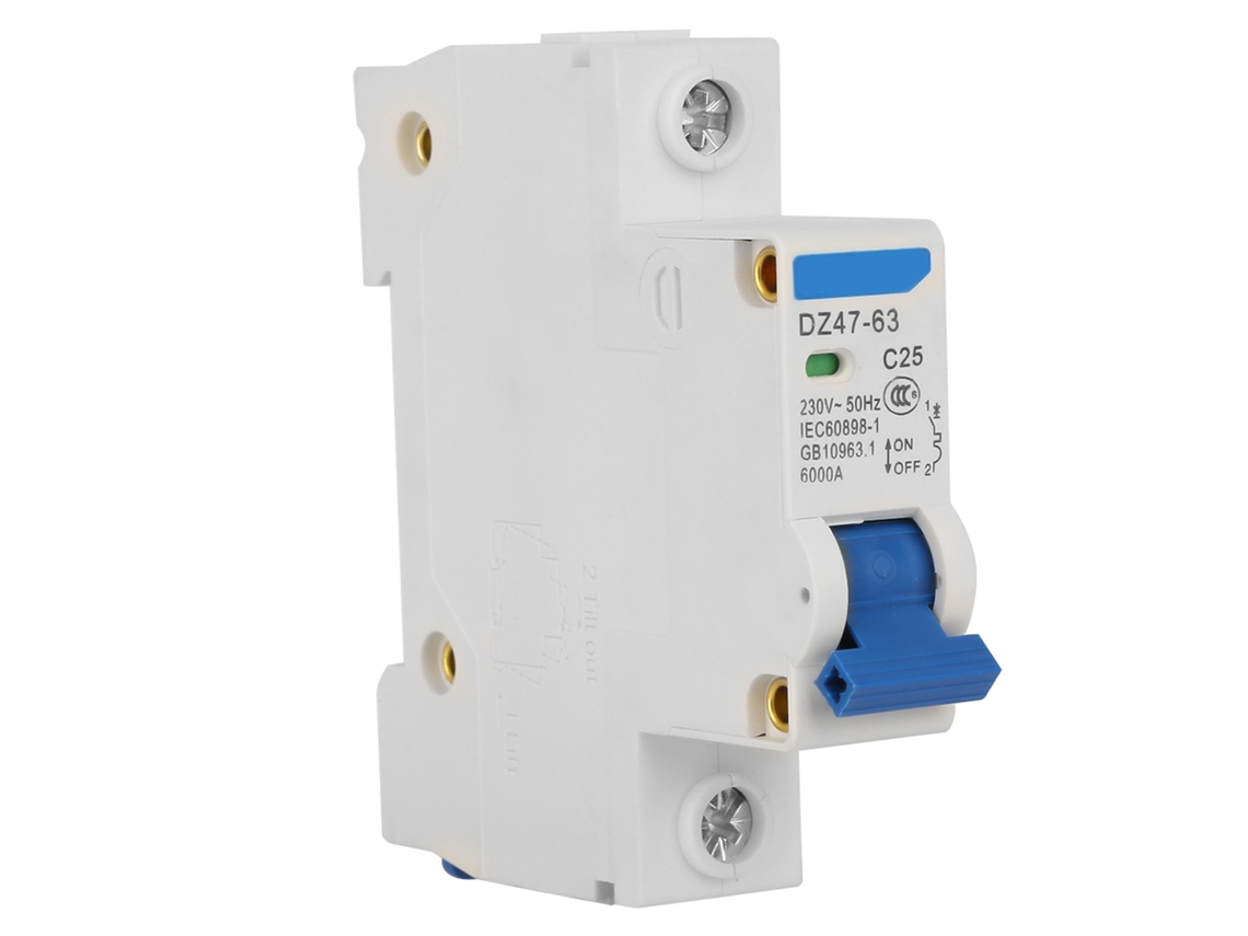 Disjuntor miniatura 1p dz47 63 para sistema de pequena geração de energia 230v 25a | S/MARCA