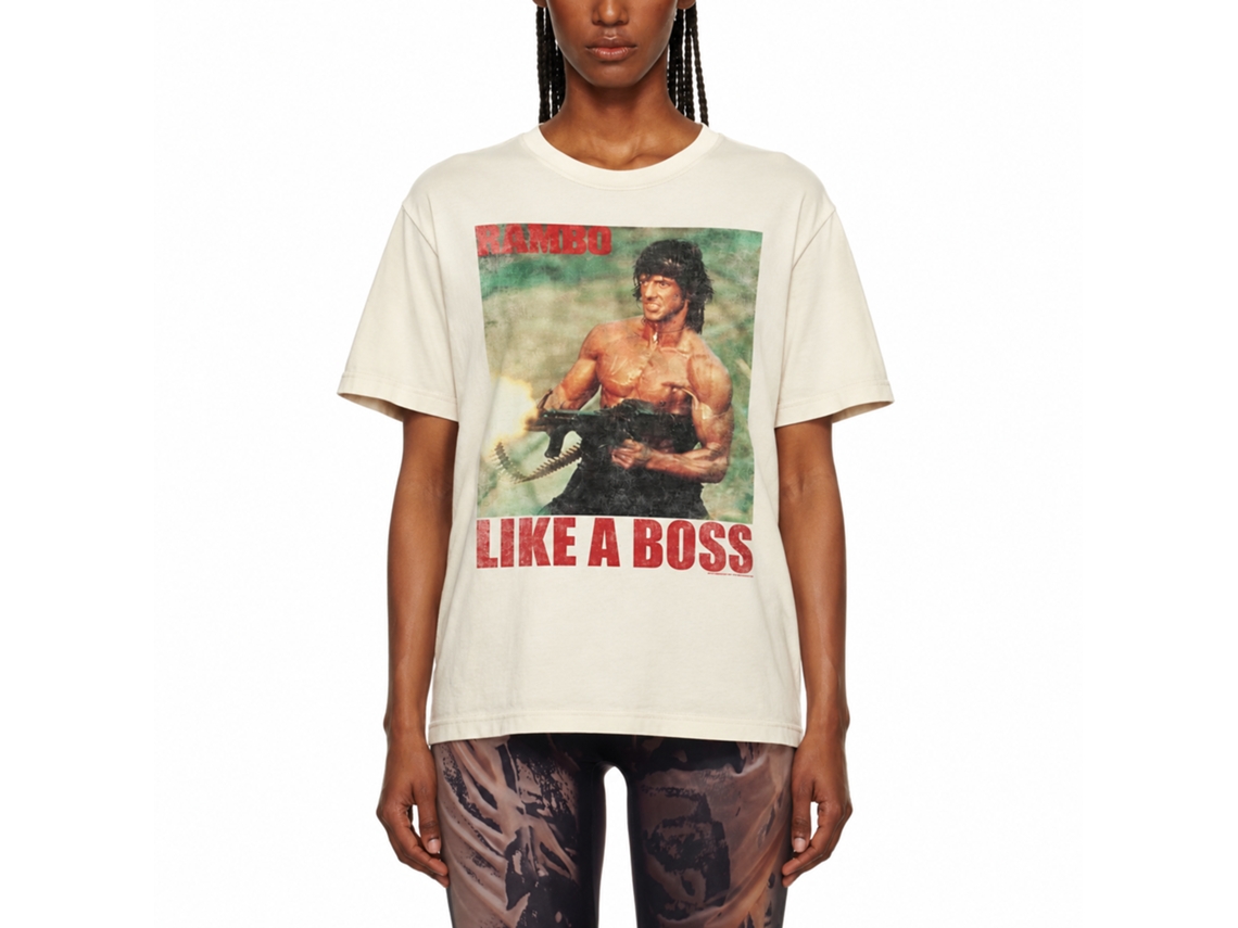 Rockinstone Rambo Movie Boss Rambo Movie Solid Natural Adult T-shirt Size:xl
