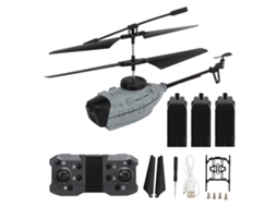 Mali drone Helicóptero Controle Remoto Ky202 com Evasão de Obstáculos Brinquedo para Maiores de 14 Anos Cinza 3 Baterias