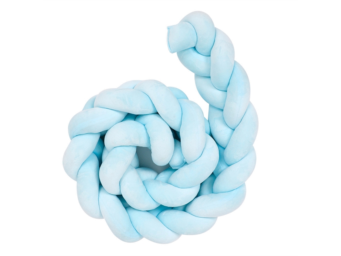 Bumper De Cuna Trenzado Para Bebê Almohada De Serpiente Suave Nudo Cojín De Niñera Azul 4.92ft