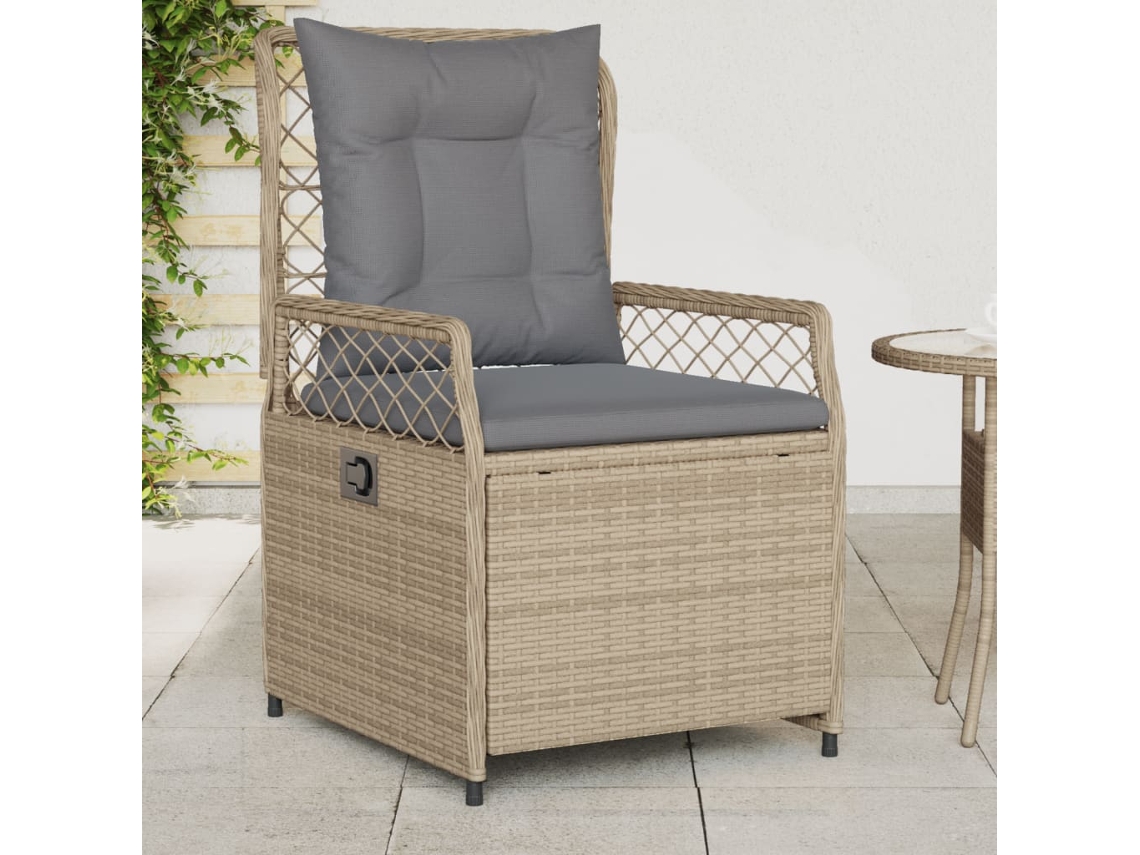 Cadeiras Jardim Reclináveis 2 Pcs Vime Pe Bege Dkd Home Decor