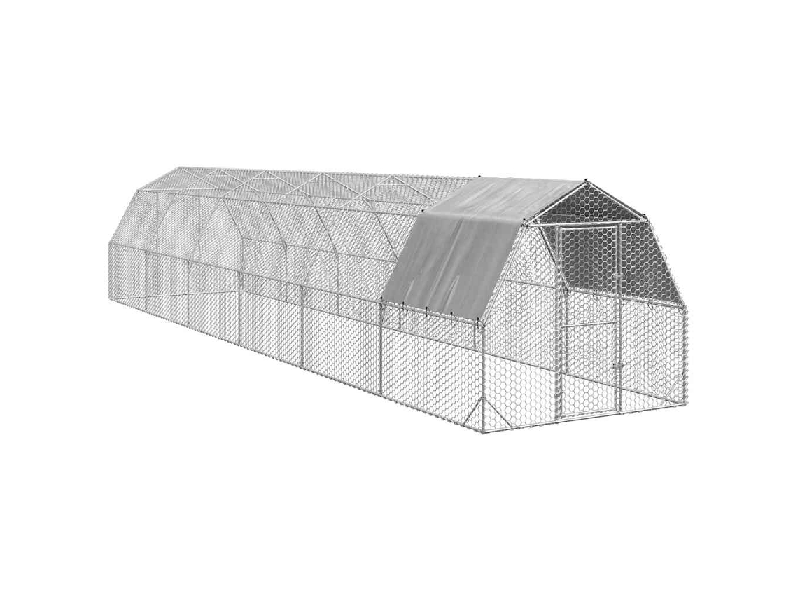 Vidaxl Corrida De Galinhas Com Telhado 2,5x12x2,25 M Aço Galvanizado