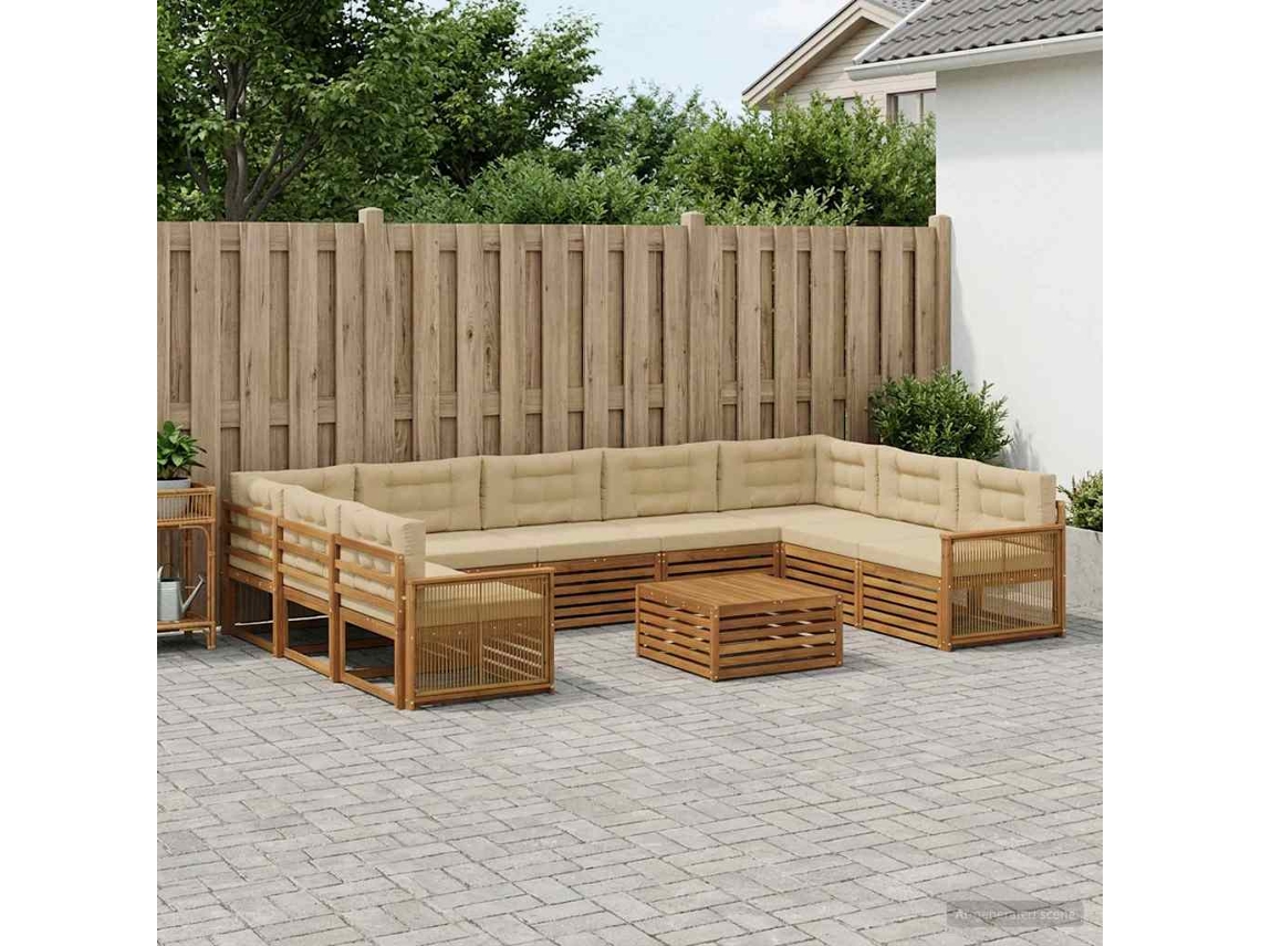 Vidaxl Conjunto De Sofás Para Exterior 10 Pcs Natural E Bege
