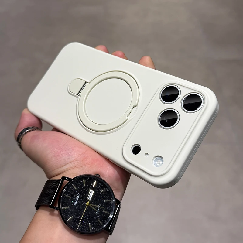 Capa Para Iphone 14 Pro Max Branca Com Suporte Magnético E Carregamento.