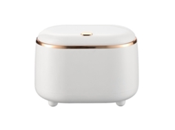 Mini Lixo com Tampa de Pressão de Plástico Oval para Mesa Cozinha Quarto Branco
