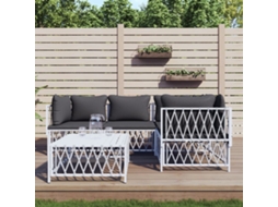 Pcs Conjunto Lounge De Jardim Com Almofadões Aço Branco Dkd Home Decor