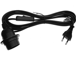 Soquete E27 Com Interruptor, Cabo De 3,5m, Preto, Para Luminárias Suspensas KOFIHETY