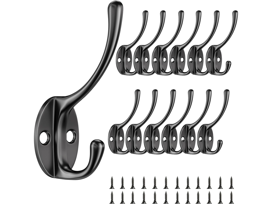 Conjunto De 12 Ganchos De Parede, Ganchos Para Casacos Com Parafusos, Ganchos Duplos De Metal Estilo Vintage