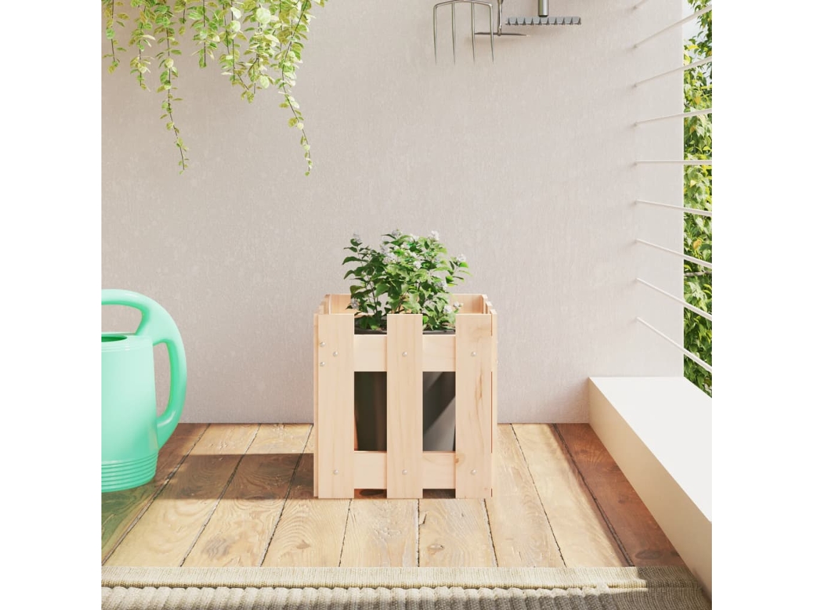 Vidaxl Vaso De Jardim C/ Design De Cerca 30x30x30 Cm Pinho Maciço