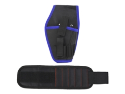 Bolsa de cintura para furadeira elétrica + pulseira magnética para guardar chave de fenda e chave inglesa (azul)