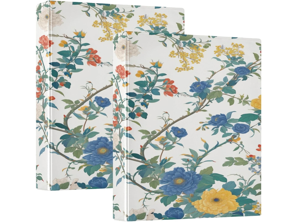 Lindos Fichários Escolares Elegantes Com Estampa De Flores Da Primavera, 3 Argolas E Capa Com Bolso, Pacote Com 1 2 Unidades