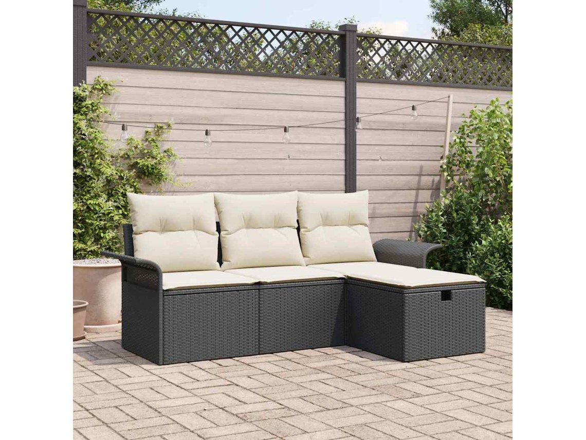 Vidaxl Conjunto De Sofá De Jardim 4 Unid. Rattan Sintético