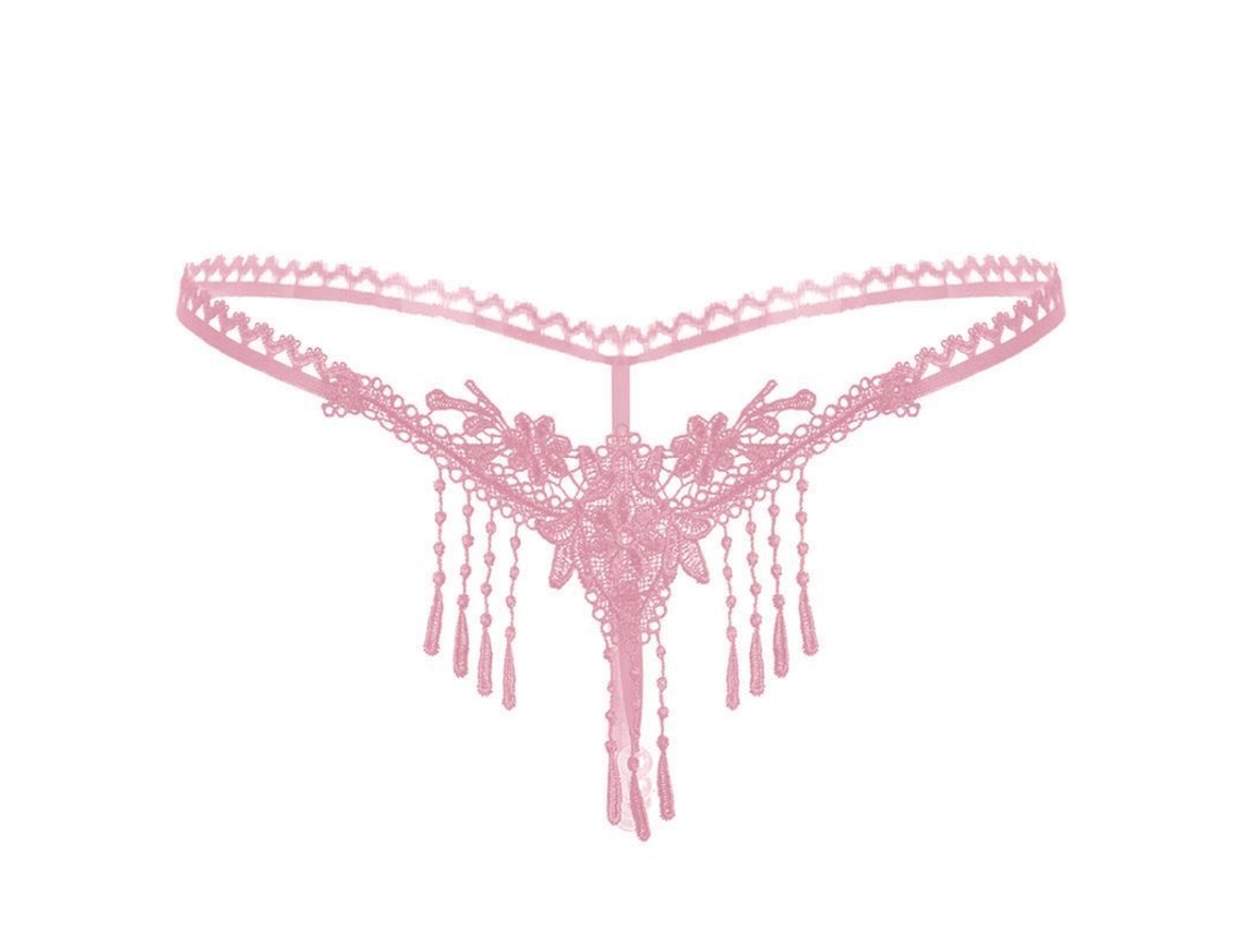 Calzones De Perla Transpirables Para Mujer Lencería Encaje Tanga Abierto Sexy Rosa