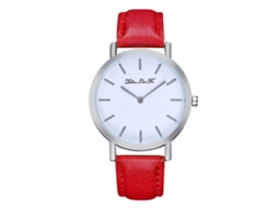 Relógio de pulso de quartzo unissex com pulseira de PU Zlf0196-y vermelho