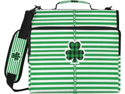 Pasta De 3 Argolas Green Clover 1, 5 Polegadas Com Fecho E Alça De Ombro, Com Vários Bolsos, Ideal Escola E