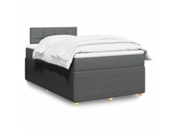 Cama Boxspring Com Colchão 120x190 Cm Tecido Cinzento-escuro