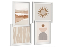 Quadros Decorativos Para Parede Flores Abstratas Em Tons Pastel Moldura Branca Quadros Para O Escritório Espelharte (conjunto De 4 Imagens)