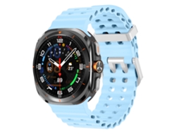 Pulseira Marine Para Samsung Galaxy Watch Ultra 2/1 47mm (2026/2025/2024), Silicone, Desportiva Azul Claro Hexinyigjly