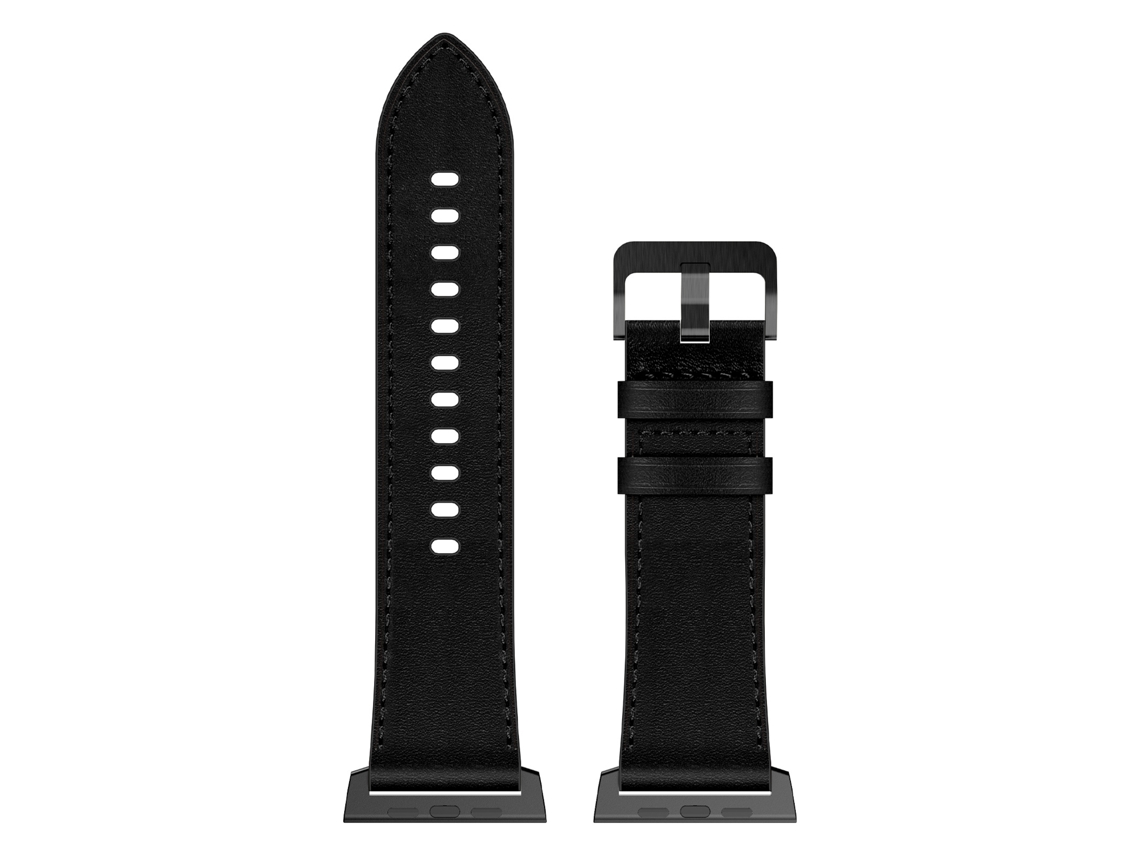 Bracelete para Apple Watch 44/45/46/49mm Couro Genuíno Preto XIAOMOYU