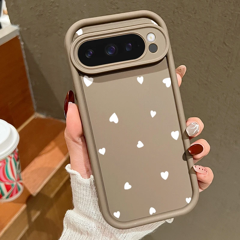 (café) Capa Protetora Macia Com Estampa De Coração Para Google Pixel 7, À Prova De Choque.