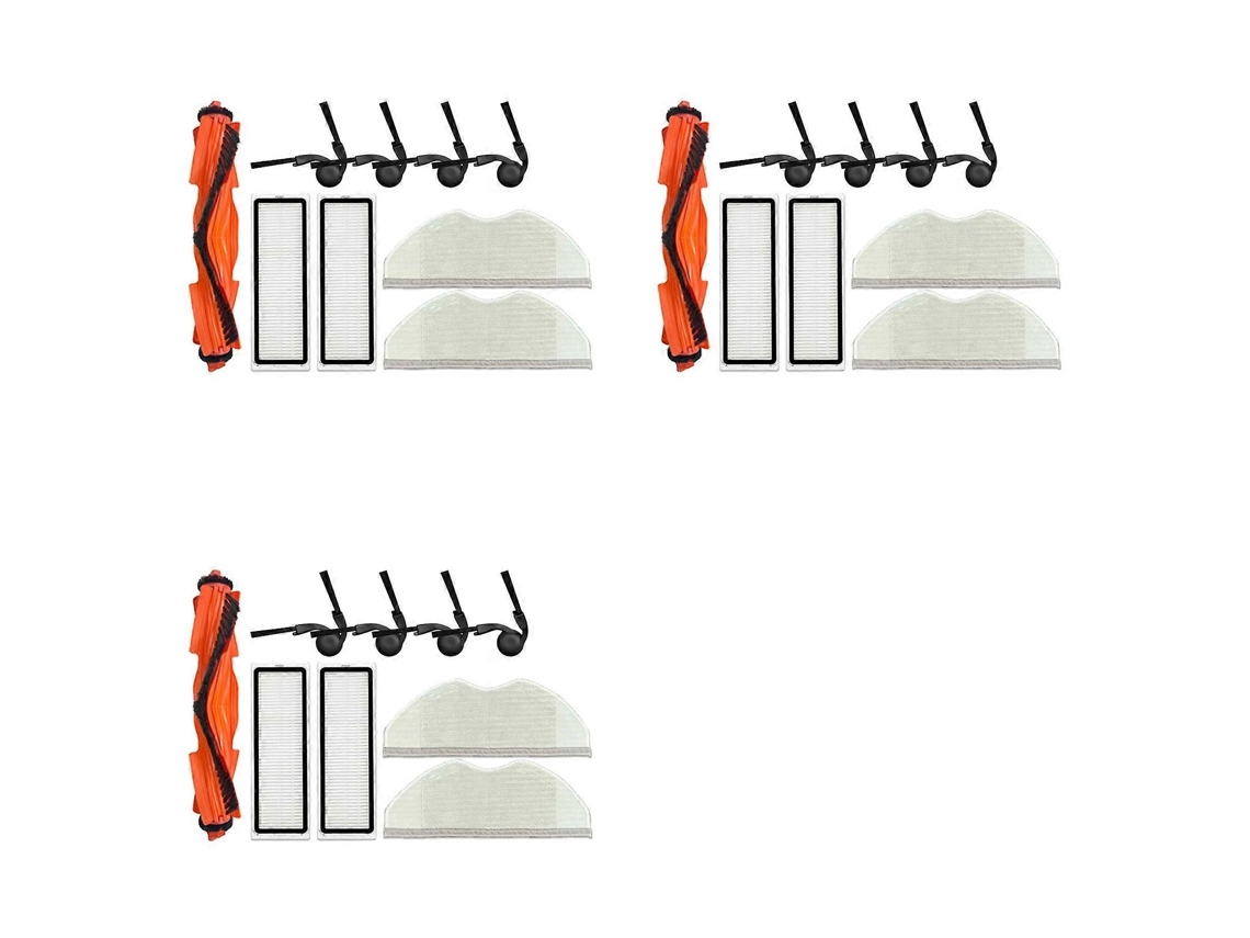 Conjunto De 3 Peças De Reposição Para Aspirador Robô Xiaomi S40 / Ov81: Escova Lateral Principal, Pano De Limpeza E Filtro Hepa._ptg