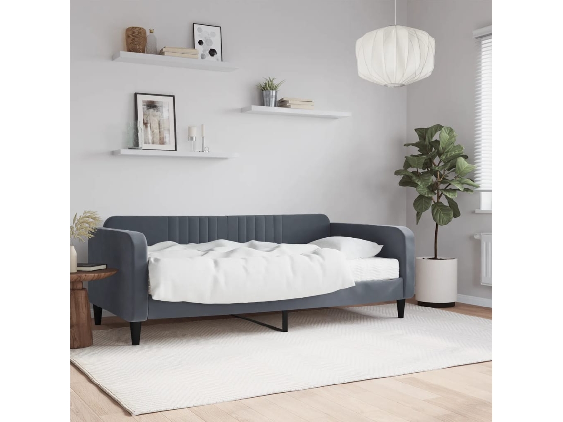 Vidaxl Sofá-cama Com Colchão 90x190 Cm Veludo Cinzento-escuro
