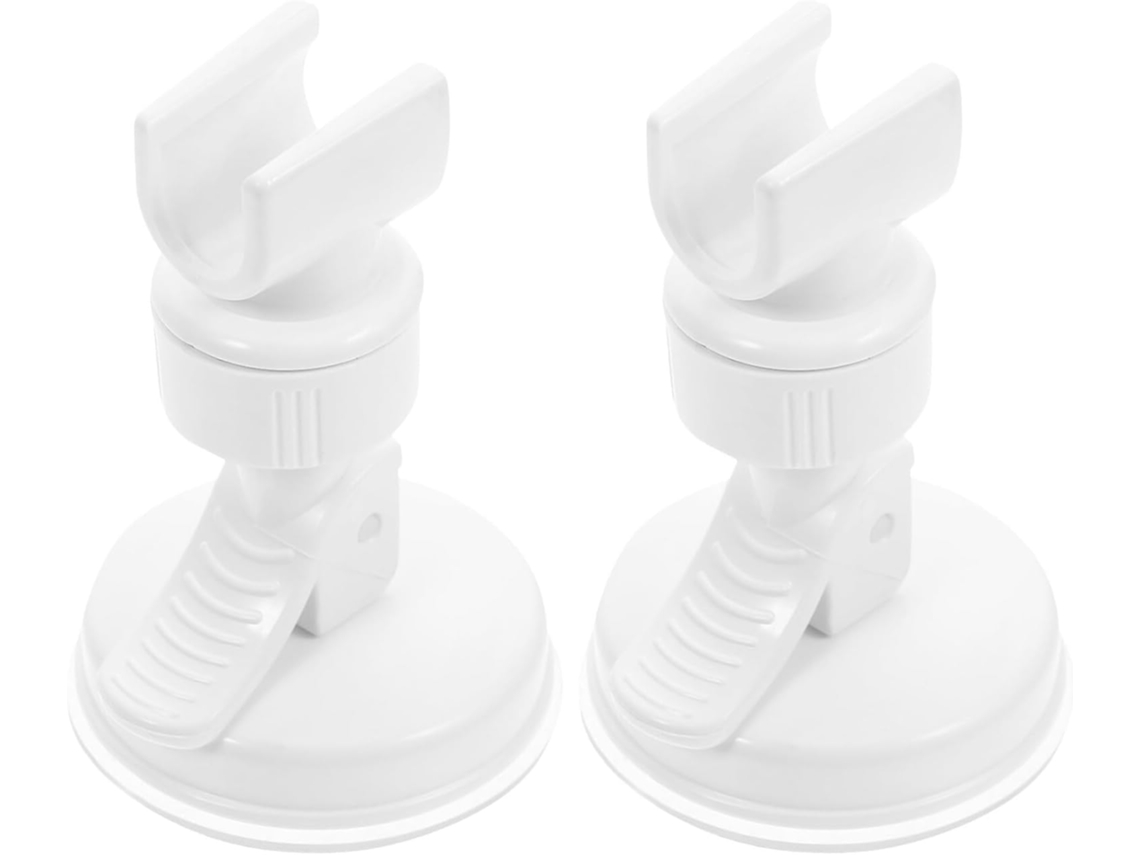 Conjunto De 2 Suportes Ajustáveis Com Ventosas De Plástico Branco, Sem Necessidade De Furar, Para