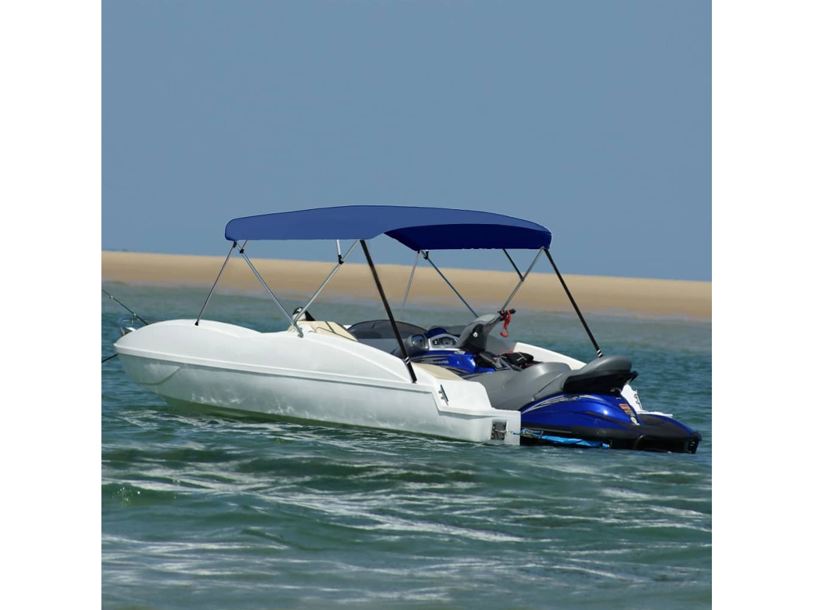 Vidaxl Toldo Em 4 Arcos Bimini 243x(230-244)x137 Cm Azul-marinho