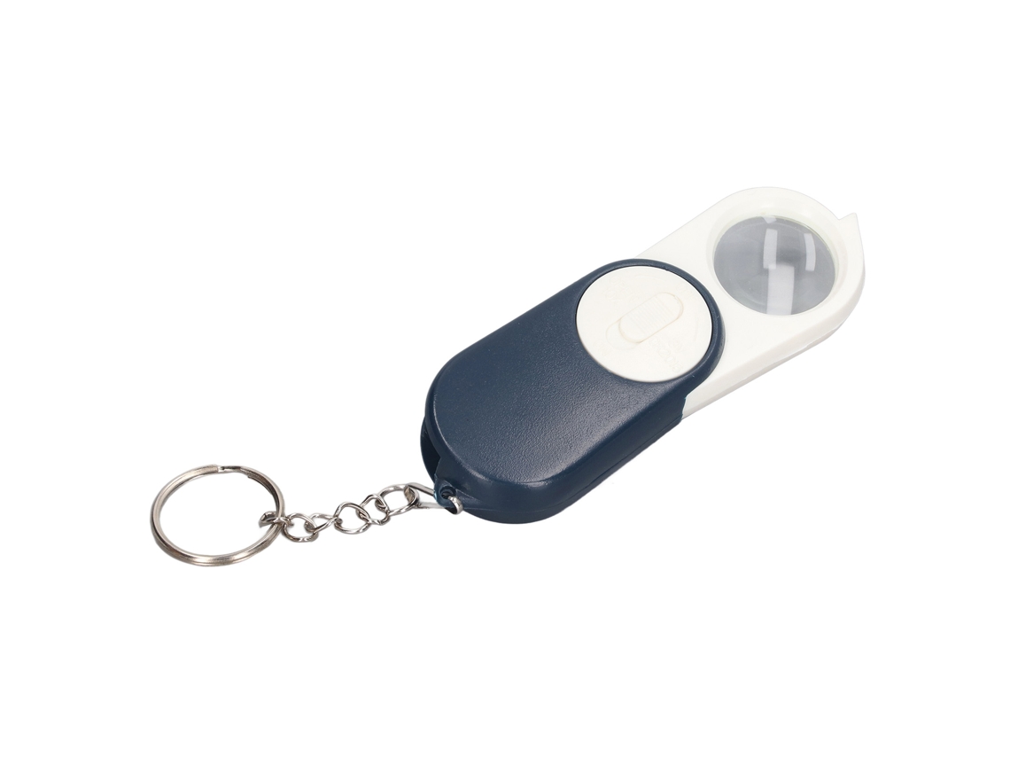 Lupa de bolso 10x com lentes duplas, dobrável, mini lupa com luz LED e chaveiro