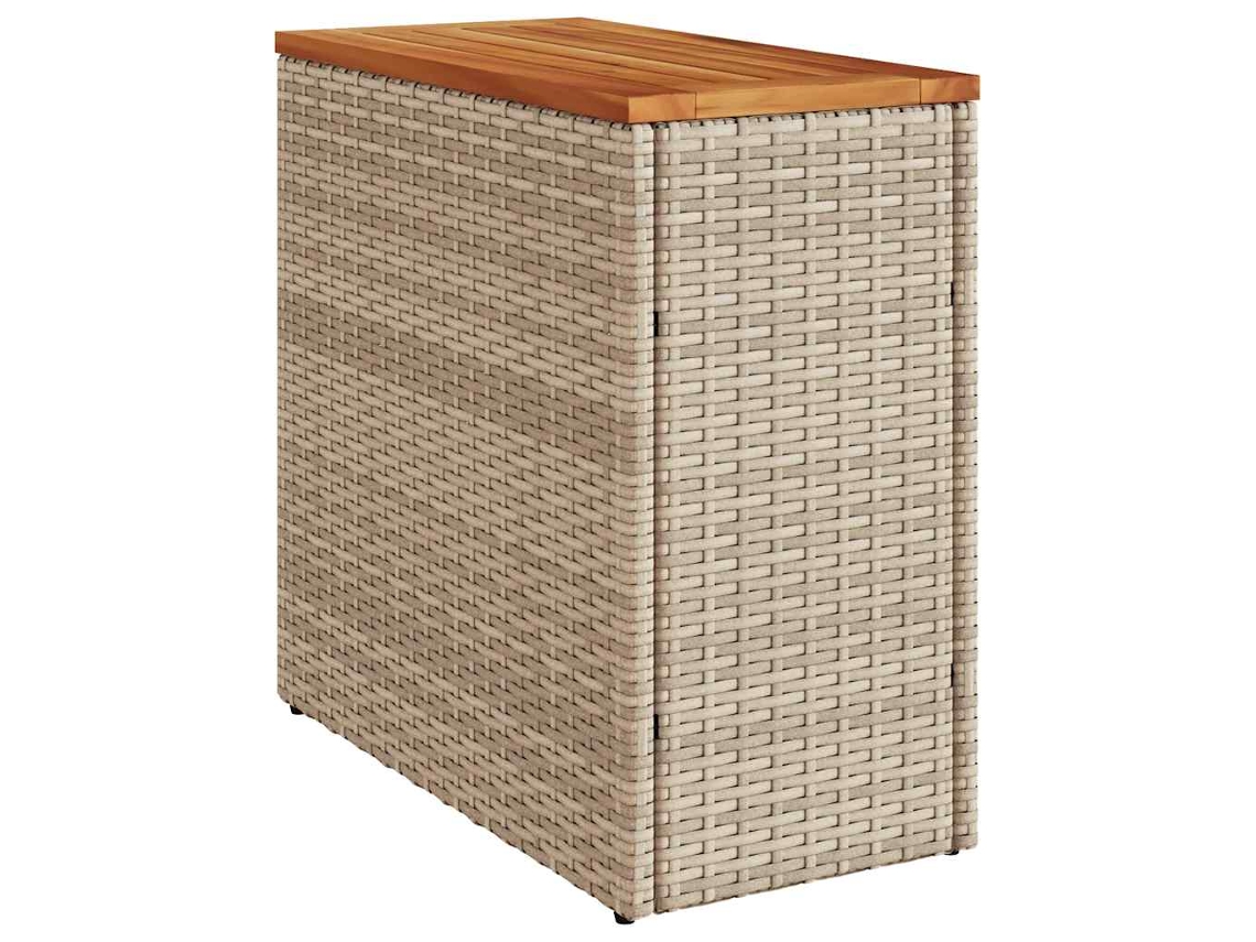 Mesa de apoio para jardim com tampo de madeira 58x27,5x55 cm Vime Pe Bege MAISON EXCLUSIVE