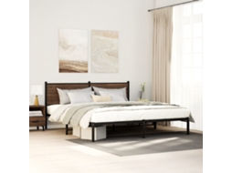 Vidaxl Estrutura Cama Sem Colchão 183x213 Cm Metal Carvalho Castanho