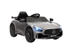 Carro Elétrico para Crianças Carro Mercedes benz Amg Gtr com Bateria 12v Faróis Buzina e Música 108x67x46 Cm Prata Ge