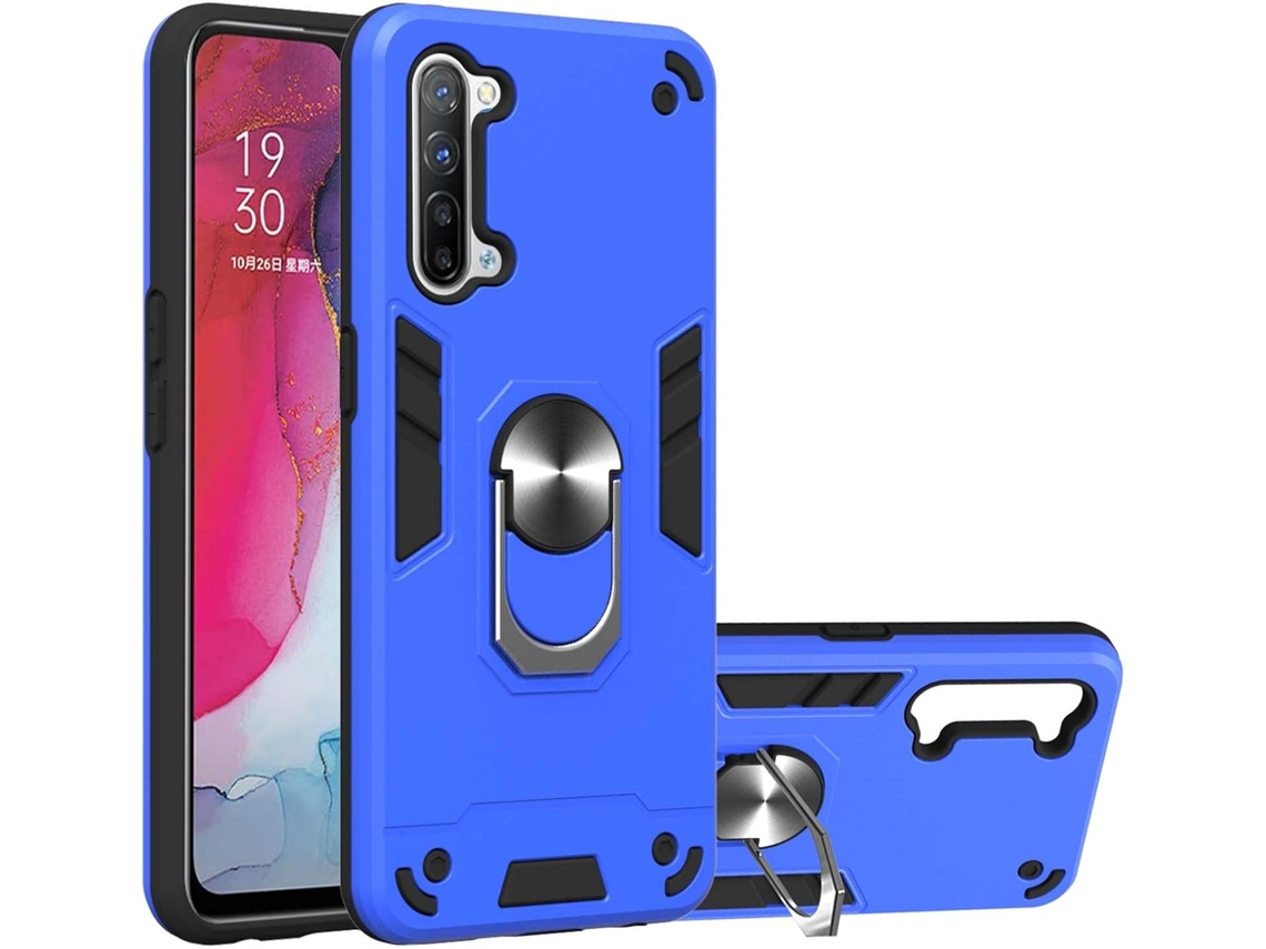 Capa Nível Militar Carro para Oppo Reno 3 HONGWE. Anti-Choque Magnética Azul
