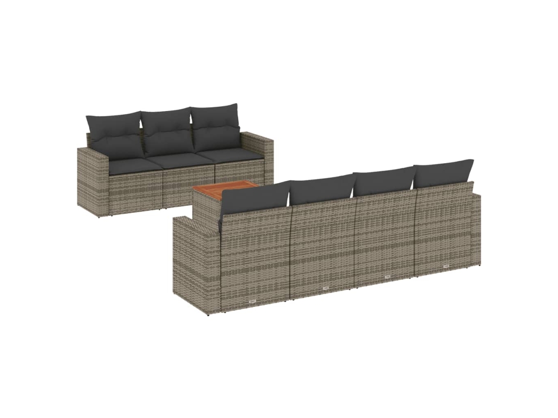 Conjunto de 8 Sofás de Jardim com Almofadões Vime Pe Cinzento MAISON EXCLUSIVE (8 pcs)
