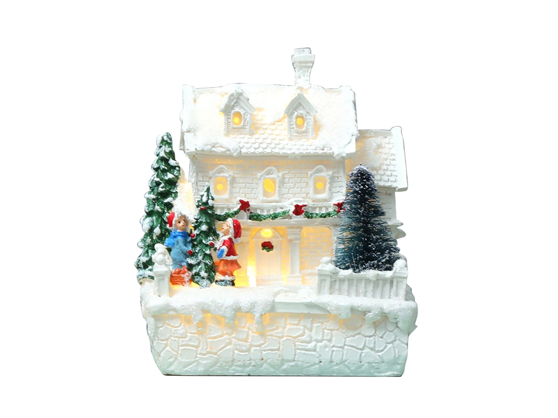 Ornament De Aldeia De Natal (iluminado Led, Com Figuras)