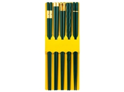 Conjunto de 5 Facas de Sushi Reutilizáveis em Liga Metálica Coreana e Japonesa Utensílios de Cozinha MDUG (verde e Dourado)