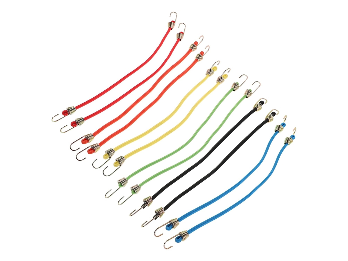Pacote Com 24 Mini Cordões Elásticos Curtos De 25 Cm Com Ganchos Reforçados Para Amarração.