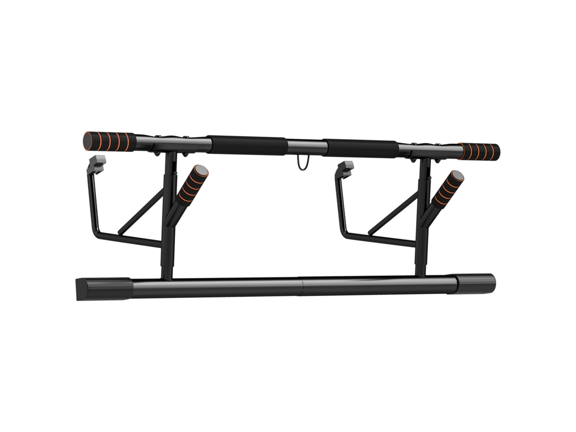 Barra De Pull‑up Para Casa E Ginásio Com Empunhaduras Acolchoadas, Estrutura Aço, 100x50x27 Cm, Laranja E Preto
