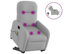 Vidaxl Poltrona Elétrica Elevatória Massagens Tecido Cinzento-nublado