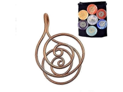 _anéis de Cobre para Mulheres com Cristais em Espiral, Conjunto Artesanal para Cura de Energia e Equilíbrio de Chakras
