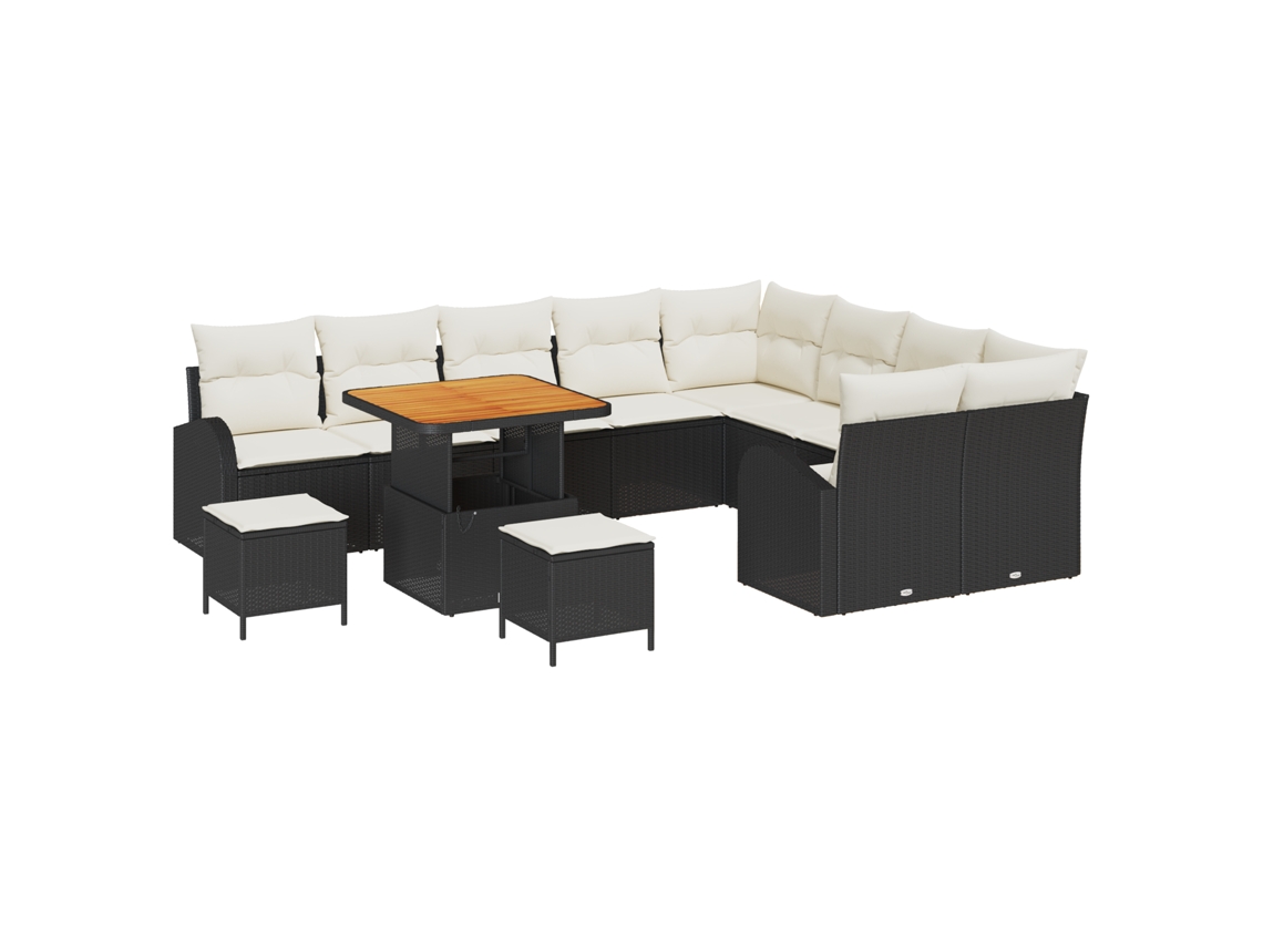 Conjunto 12 Conjunto De Sofá De Jardim Vidaxl Preto Vime Pe (80 X 80 X 71 Cm)