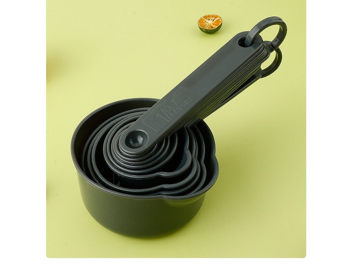 Conjunto De Colheres E Copos Medidores Cinza - 11 Peças, Durável E Fácil De Limpar, Utensílio De Cozinha Essencial