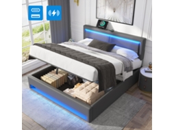 Camasolteirocinza90x200cmestofada,pulichia,usb,led,armazenamento. Ge