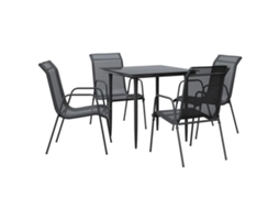 Maison Exclusive - 5 Pcs Conjunto De Jantar Para Jardim Aço E Textilene Preto