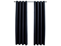 Maison Exclusive - Cortinas Blackout Com Argolas Em Metal 2 Pcs 140x175 Cm Preto